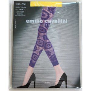 EMILIO CAVALLINI FIRENZE Fishnet BRIGHT YELLOW Leggings Made in Italy